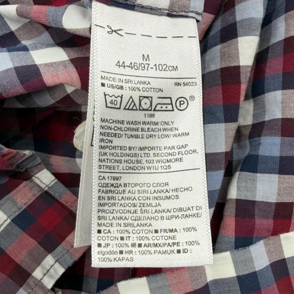 Banana Republic Grant Fit 078 Wash Shirt Red Blue Plaid Button Down Mens M - Picture 6 of 8